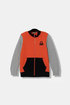 United Colors of Benetton hanorac cu fermoar si gluga pentru copii, din bumbac imagine