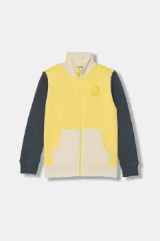 United Colors of Benetton hanorac cu fermoar si gluga pentru copii, din bumbac imagine