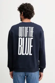 United Colors of Benetton hanorac de bumbac culoarea bleumarin, cu imprimeu, 3FWYU10AZ imagine