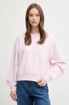 United Colors of Benetton hanorac de bumbac femei, culoarea roz, cu imprimeu, 3UNID109A imagine