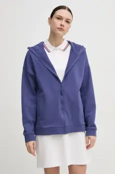 United Colors of Benetton hanorac de bumbac femei, culoarea violet, cu gluga, neted, 3UNID500R imagine