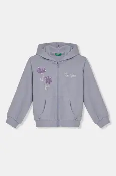 United Colors of Benetton hanorac de bumbac pentru copii cu gluga, cu imprimeu, 3J68G503T imagine