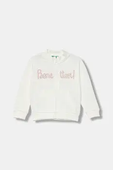 United Colors of Benetton hanorac de bumbac pentru copii culoarea alb, cu imprimeu, 3J70G503U imagine