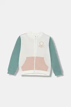 United Colors of Benetton hanorac de bumbac pentru copii culoarea alb, cu imprimeu, 3J70G503U imagine