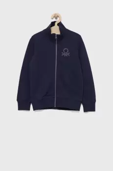 United Colors of Benetton hanorac de bumbac pentru copii culoarea albastru marin, neted imagine