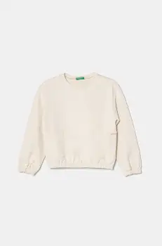 United Colors of Benetton hanorac de bumbac pentru copii culoarea bej, neted, 3UNIG10IO imagine