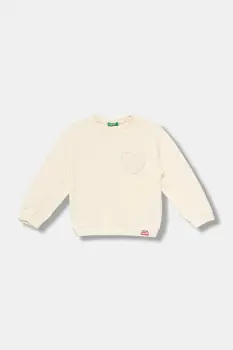 United Colors of Benetton hanorac de bumbac pentru copii culoarea bej, uni, 3NBMG10K2 imagine