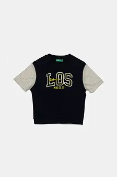 United Colors of Benetton hanorac de bumbac pentru copii culoarea bleumarin, cu imprimeu, 3BC1G10IN imagine