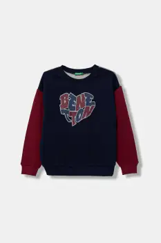 United Colors of Benetton hanorac de bumbac pentru copii culoarea bleumarin, cu imprimeu, 3J68C10Q0 imagine