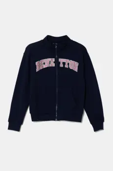 United Colors of Benetton hanorac de bumbac pentru copii culoarea bleumarin, cu imprimeu, 3J68C504N imagine