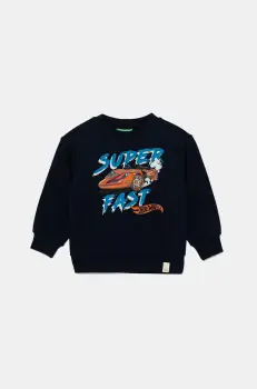 United Colors of Benetton hanorac de bumbac pentru copii culoarea bleumarin, cu imprimeu, 3J68G10I2 imagine