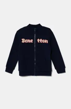 United Colors of Benetton hanorac de bumbac pentru copii culoarea bleumarin, cu imprimeu, 3J70G503M imagine