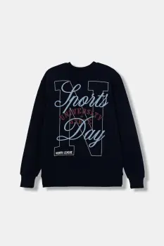 United Colors of Benetton hanorac de bumbac pentru copii culoarea bleumarin, uni, 3J68C10QK imagine