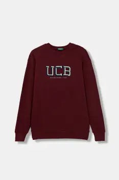 United Colors of Benetton hanorac de bumbac pentru copii culoarea bordo, cu imprimeu, 3J68C10PZ imagine