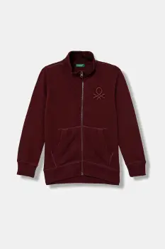 United Colors of Benetton hanorac de bumbac pentru copii culoarea bordo, cu imprimeu, 3J68C501B imagine