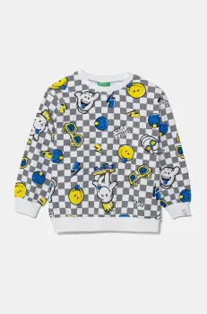 United Colors of Benetton hanorac de bumbac pentru copii culoarea gri, cu imprimeu, 34GTG10IG imagine