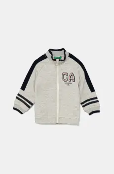 United Colors of Benetton hanorac de bumbac pentru copii culoarea gri, cu imprimeu, 3BC1G503R imagine