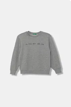 United Colors of Benetton hanorac de bumbac pentru copii culoarea gri, cu imprimeu, 3J68C10PZ imagine