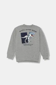 United Colors of Benetton hanorac de bumbac pentru copii culoarea gri, cu imprimeu, 3J68G10KN imagine