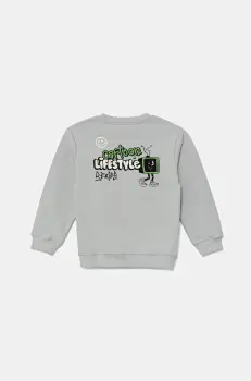 United Colors of Benetton hanorac de bumbac pentru copii culoarea gri, cu imprimeu, 3UNIG10II imagine