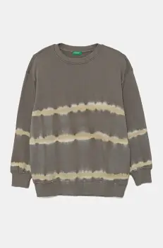 United Colors of Benetton hanorac de bumbac pentru copii culoarea gri, cu imprimeu, 3WITC10N6 imagine