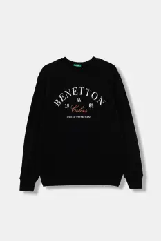 United Colors of Benetton hanorac de bumbac pentru copii culoarea negru, cu imprimeu, 3J68C10PZ imagine