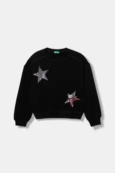 United Colors of Benetton hanorac de bumbac pentru copii culoarea negru, cu imprimeu, 3J68C10QI imagine