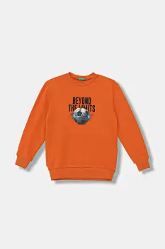 United Colors of Benetton hanorac de bumbac pentru copii culoarea portocaliu, uni, 3J68C10QK imagine