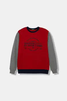 United Colors of Benetton hanorac de bumbac pentru copii culoarea rosu, cu imprimeu, 3J68C10PZ imagine