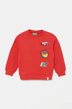 United Colors of Benetton hanorac de bumbac pentru copii culoarea rosu, cu imprimeu, 3J68G10I2 imagine