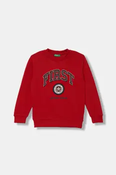 United Colors of Benetton hanorac de bumbac pentru copii culoarea rosu, cu imprimeu, 3J68G10KN imagine