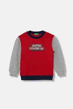 United Colors of Benetton hanorac de bumbac pentru copii culoarea rosu, cu imprimeu, 3J70G10JY imagine