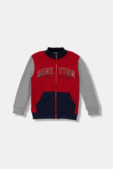 United Colors of Benetton hanorac de bumbac pentru copii culoarea rosu, cu imprimeu, 3J70G503X imagine