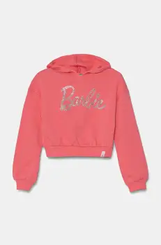 United Colors of Benetton hanorac de bumbac pentru copii culoarea roz, cu gluga, cu imprimeu, 3J68C204C imagine