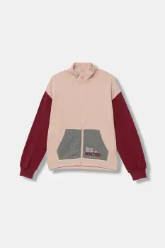 United Colors of Benetton hanorac de bumbac pentru copii culoarea roz, cu imprimeu, 3J68C505D imagine