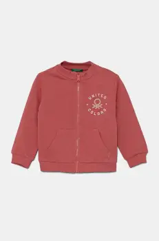 United Colors of Benetton hanorac de bumbac pentru copii culoarea roz, cu imprimeu, 3J70G503N imagine