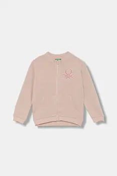 United Colors of Benetton hanorac de bumbac pentru copii culoarea roz, cu imprimeu, 3J70G503U imagine