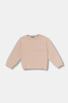 United Colors of Benetton hanorac de bumbac pentru copii culoarea roz, uni, 3NBMG10K2 imagine