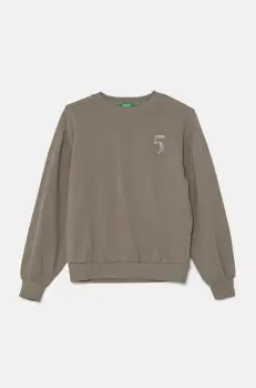 United Colors of Benetton hanorac de bumbac pentru copii culoarea verde, cu imprimeu, 33NVC10K3 imagine