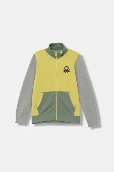 United Colors of Benetton hanorac de bumbac pentru copii culoarea verde, cu imprimeu, 3J68C501B imagine