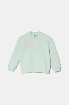 United Colors of Benetton hanorac de bumbac pentru copii culoarea verde, cu imprimeu, 3J70G503N imagine
