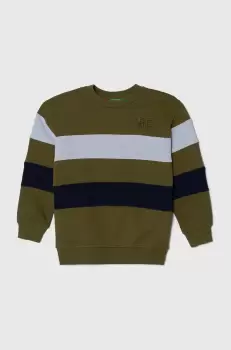 United Colors of Benetton hanorac de bumbac pentru copii culoarea verde, modelator imagine