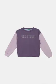 United Colors of Benetton hanorac de bumbac pentru copii culoarea violet, cu imprimeu, 3J68C10Q0 imagine