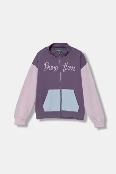 United Colors of Benetton hanorac de bumbac pentru copii culoarea violet, cu imprimeu, 3J68C505D imagine