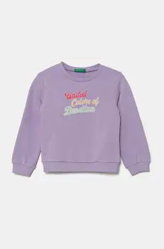 United Colors of Benetton hanorac de bumbac pentru copii culoarea violet, cu imprimeu, 3J70G10HX imagine