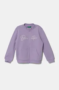 United Colors of Benetton hanorac de bumbac pentru copii culoarea violet, cu imprimeu, 3J70G503N imagine