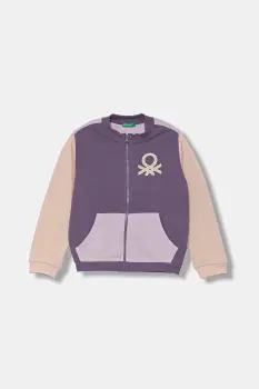 United Colors of Benetton hanorac de bumbac pentru copii culoarea violet, cu imprimeu, 3J70G503U imagine