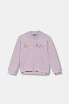 United Colors of Benetton hanorac de bumbac pentru copii culoarea violet, cu imprimeu, 3J70G503U imagine