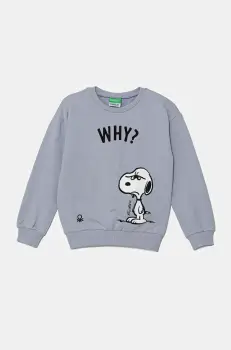 United Colors of Benetton hanorac de bumbac pentru copii culoarea violet, cu imprimeu, 3UNIC10NF imagine