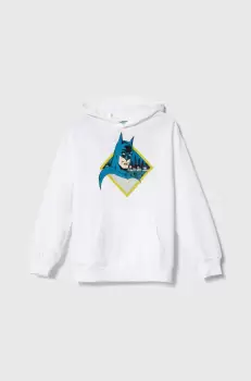 United Colors of Benetton hanorac de bumbac pentru copii x DC culoarea alb, cu gluga, cu imprimeu imagine
